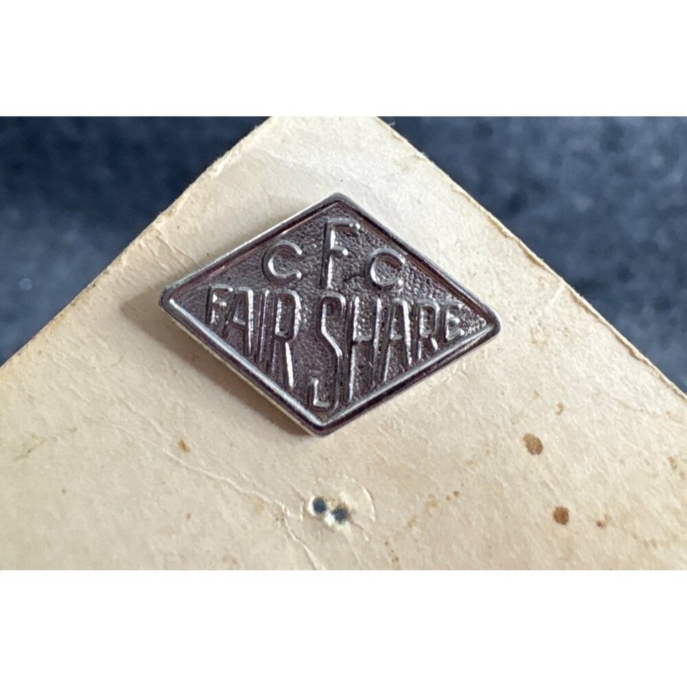 C.F.C. Fair Share Silver Tone Lapel Pin With Original Card